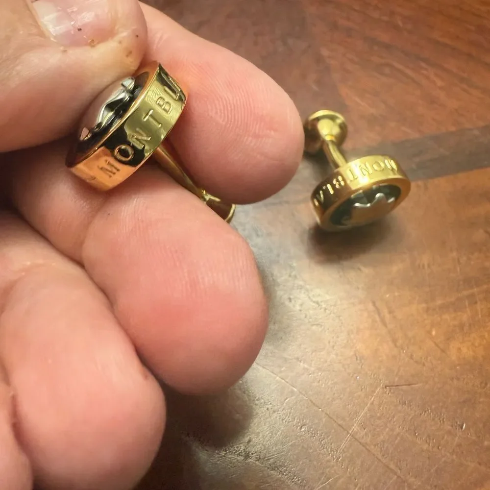 New Montblanc gold tone and black Cufflinks